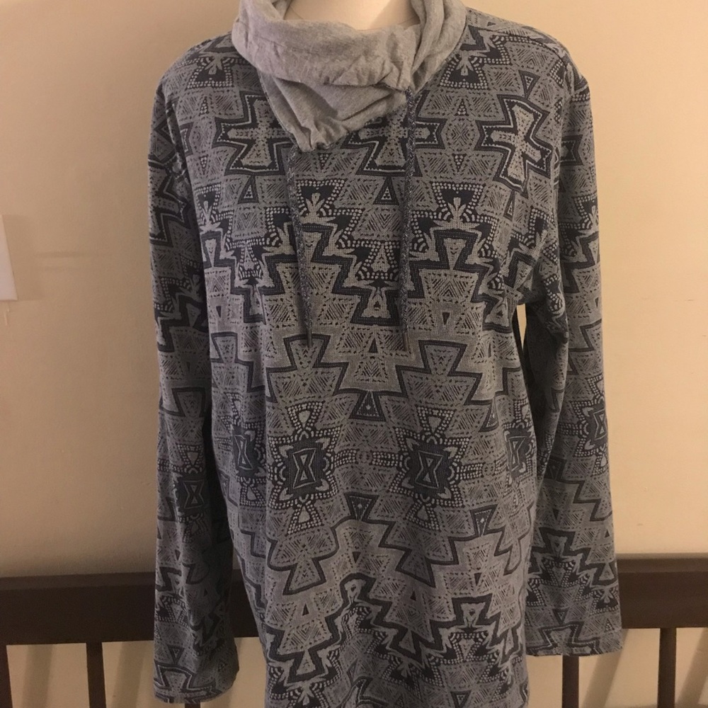 Red camel size large Cowl neck sweater Aztec print